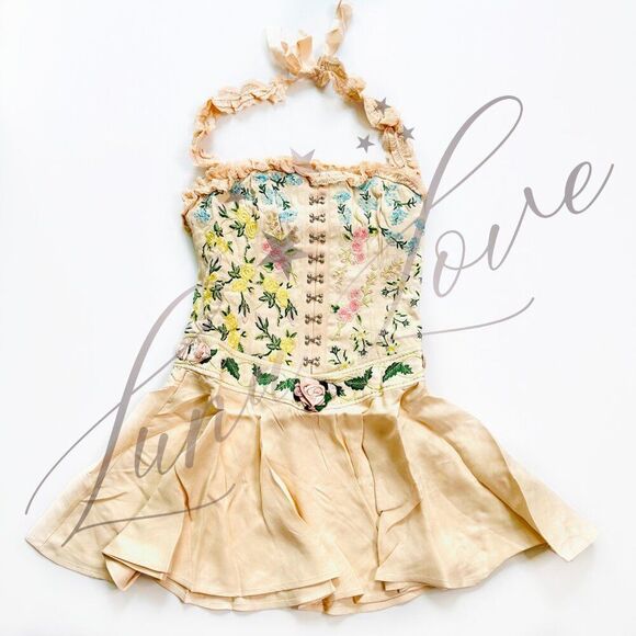 FILLYBOO Meadow Halter Mini Dress In Delicacy NWT - Picture 4 of 13